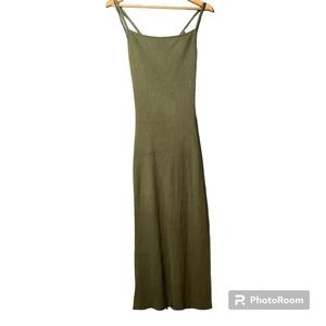 BNWT Abercrombie Green Ribbed Knit Midi Dress Large Tall